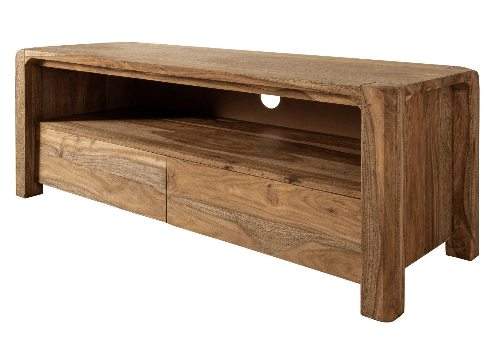 TV-BOARD Sheesham 125x45x50 braun geölt BUENO #1002 - Braun, Holz (125/50/45cm) - Massivmoebel24