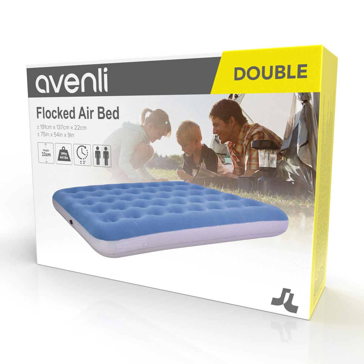 LUFTBETT Luftmatratze Camping 2 Personen 191x137x22cm blau aufblasbar ohne Pumpe - Blau, Kunststoff (137/191cm) - Avenli
