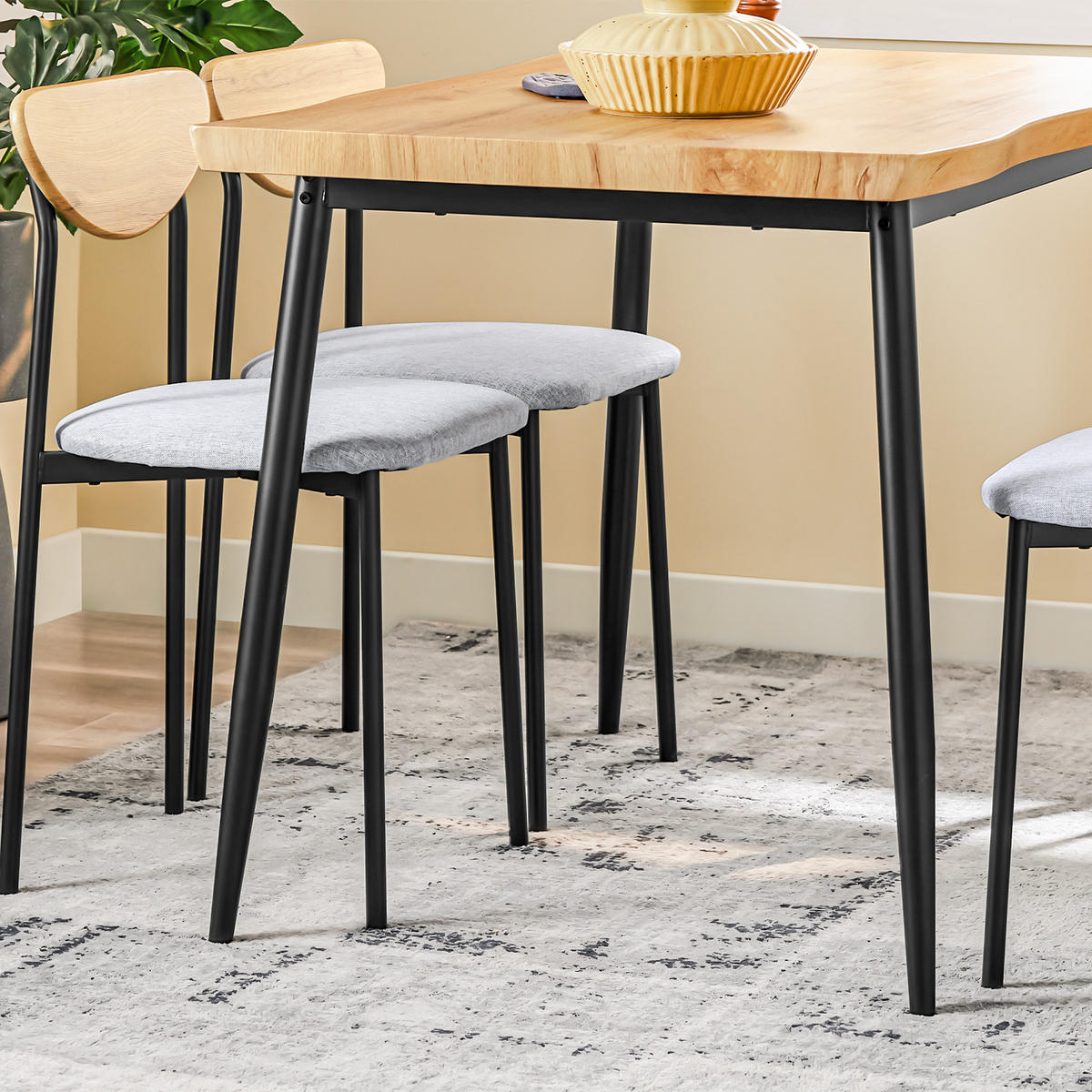 ESSGRUPPE, Esstisch mit 4 Stühlen - Naturfarben, Holzwerkstoff (110/70/76cm) - SoBuy