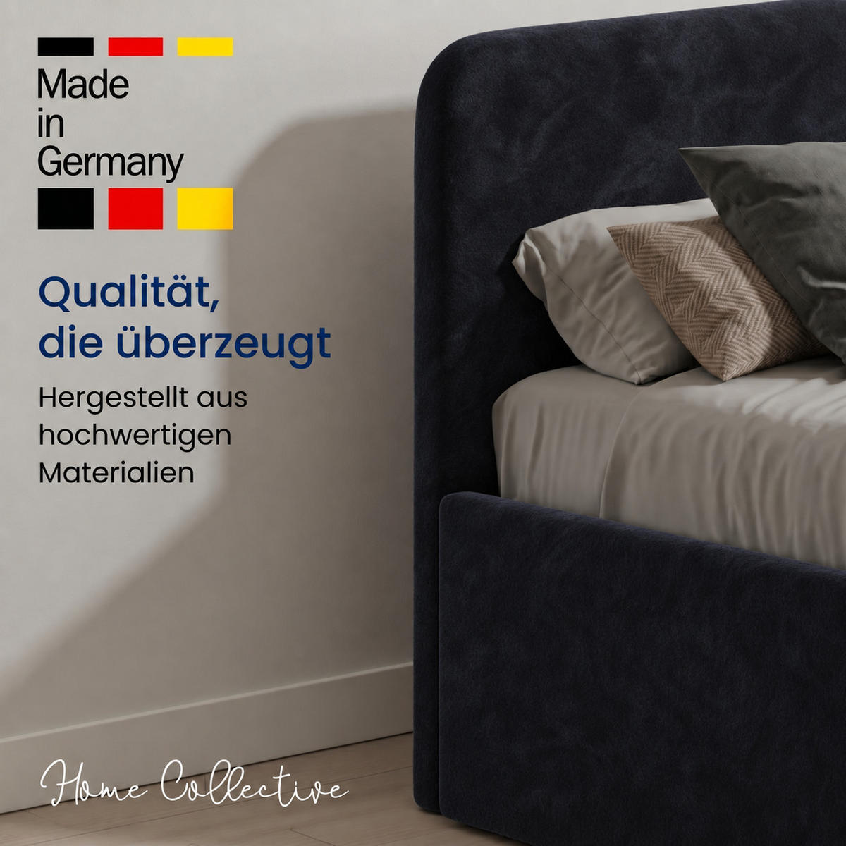 POLSTERBETT 200x200 cm Microvelours in Schwarz - Schwarz, Textil (200/200cm) - Home Collective