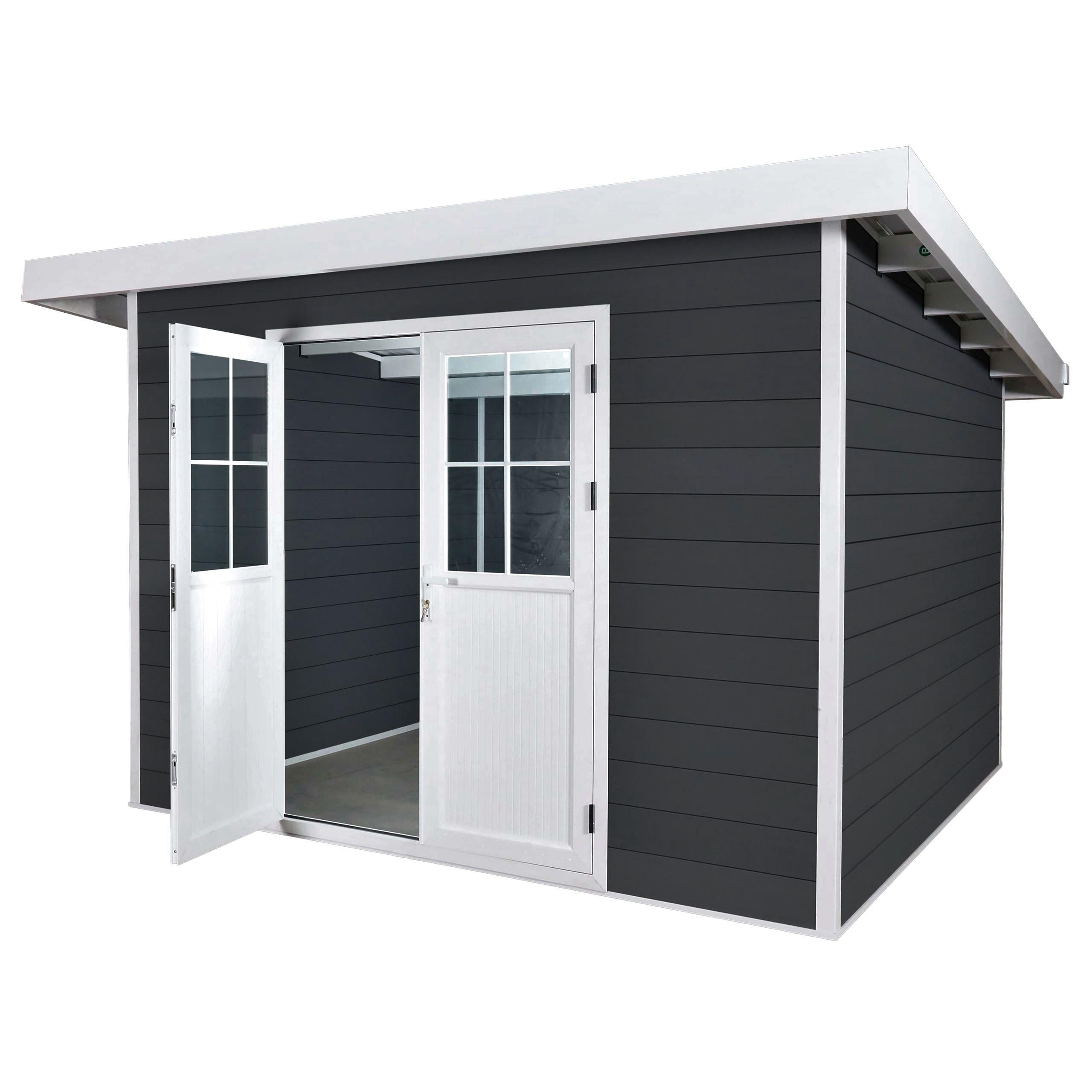 WPC GARTENHAUS MIT PULTDACH Graphit, Weiß - Graphitfarben/Weiß, Kunststoff (366/245/354cm) - MCW
