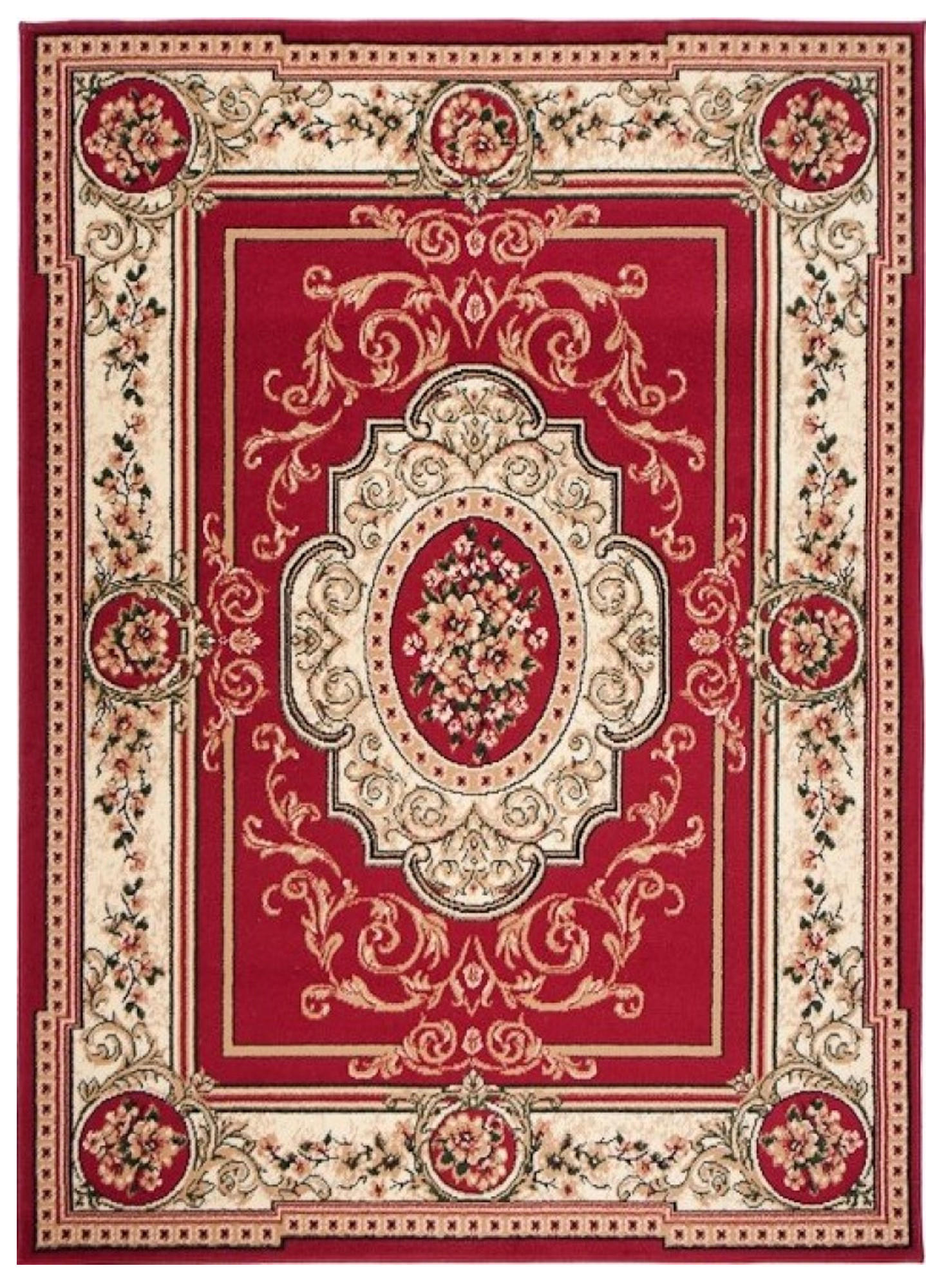 TEPPICH ATLAS Beige Rot 60/100 cm - Beige/Grün, Textil (60/100cm) - Tapiso
