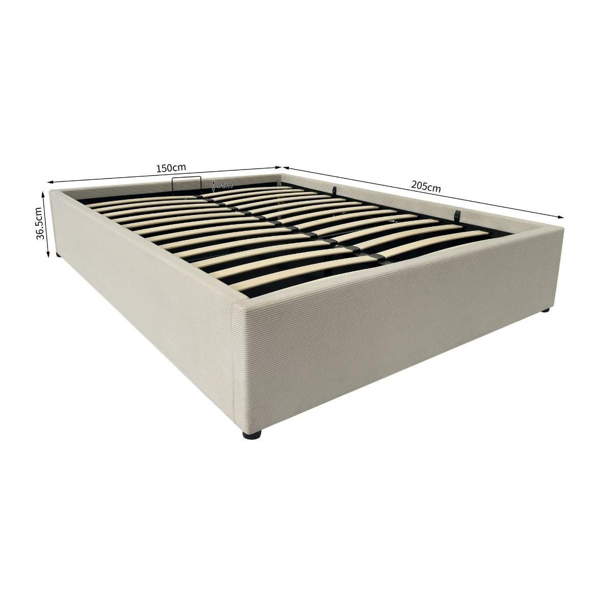 BETTKASTEN bezogen mit samt romy 204/152/36,5 cm - Beige, Holzwerkstoff (140/190cm) - Calicosy