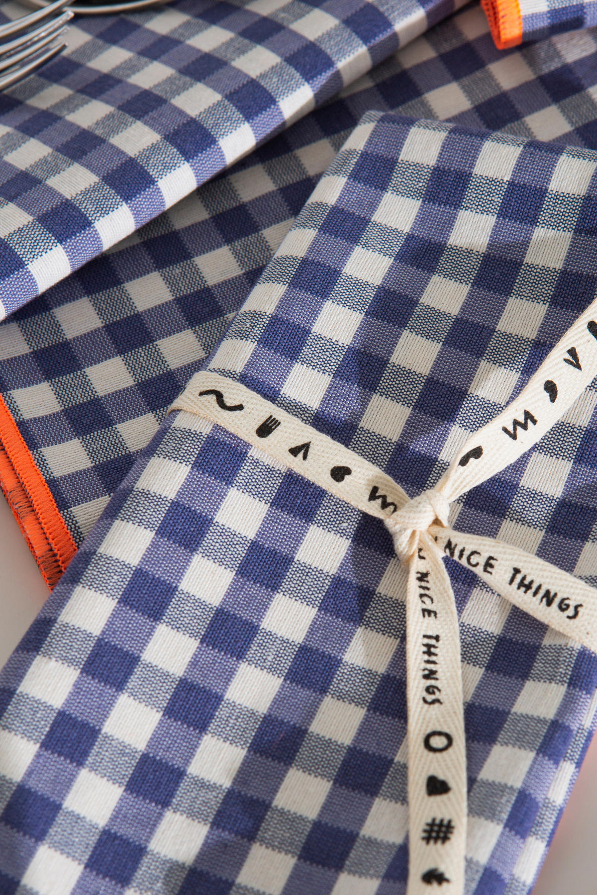 TISCHET 8-teilig, Baumwolle und PES (Polyester), navy und fluor SET FESTON - Blau, Textil (40/130cm) - RNT By Really Nice Things