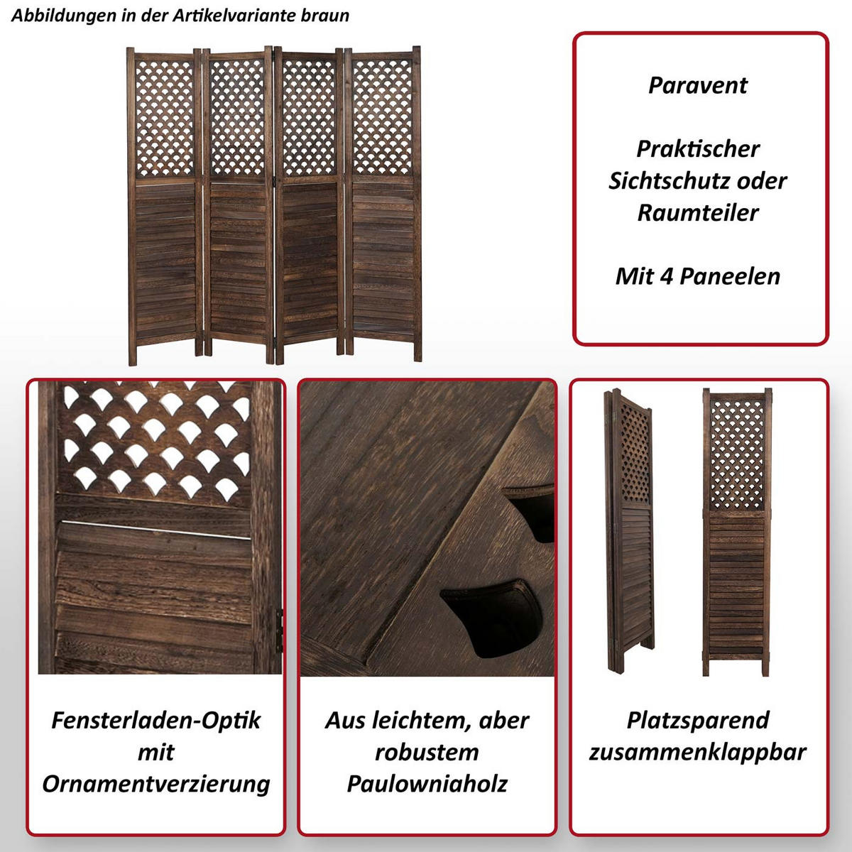 PARAVENT Weiß - Weiß, Holz (161/170/2cm) - MCW