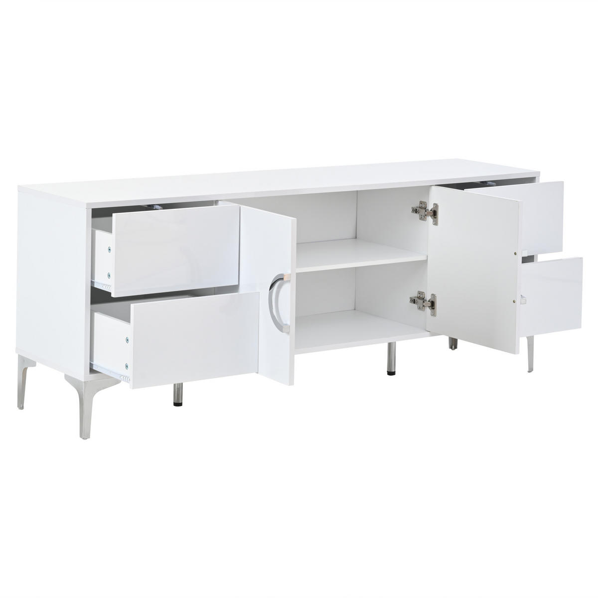SIDEBOARD DE-37821 mit 4 Schubladen und 2 Türen Weiß - Weiß, Holzwerkstoff (150/59.5/38cm) - ComfortXL