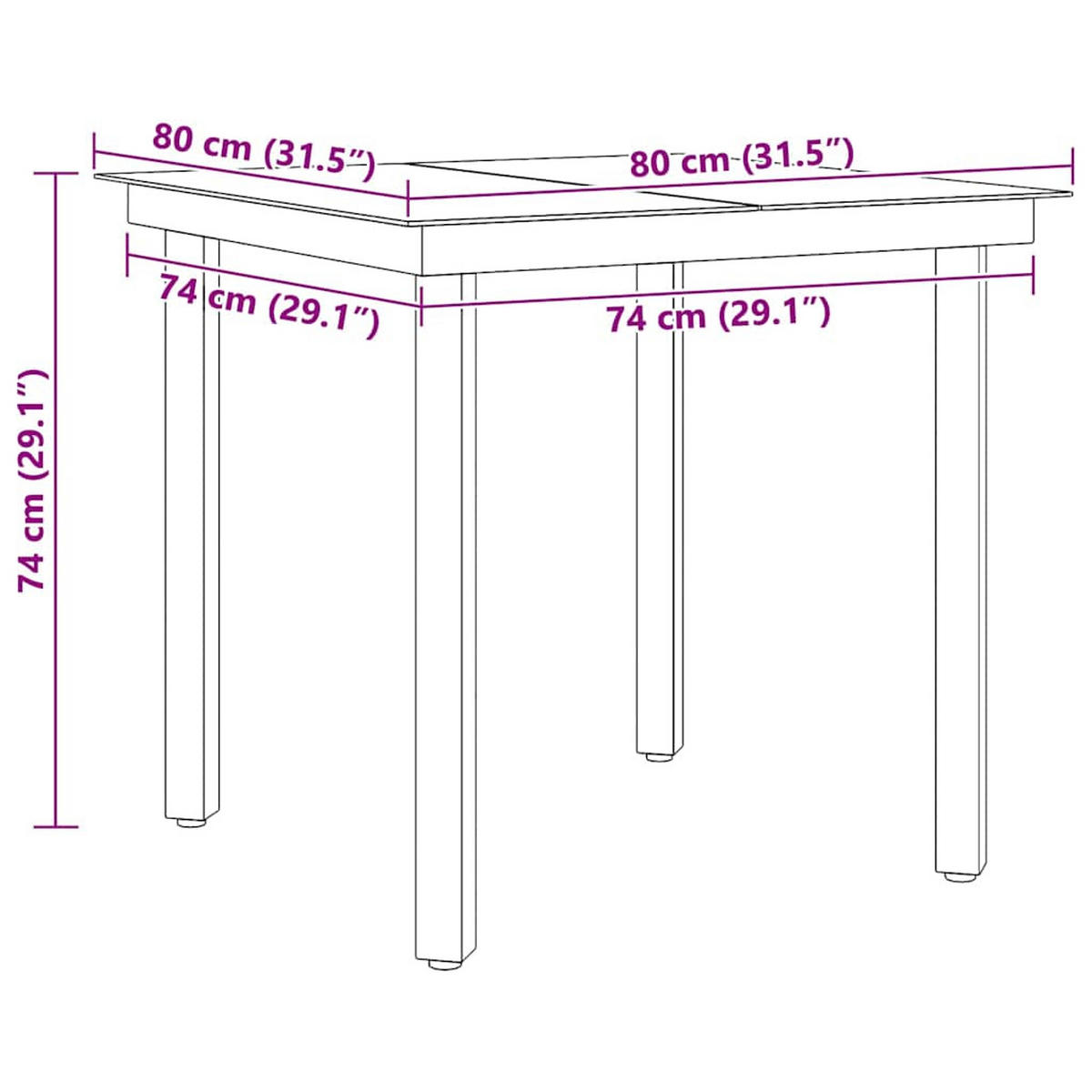 GARTEN-ESSTISCH Schwarz 80/80/74 Cm Stahl Und Glas - Schwarz, Metall (80/80/74cm) - vidaXL