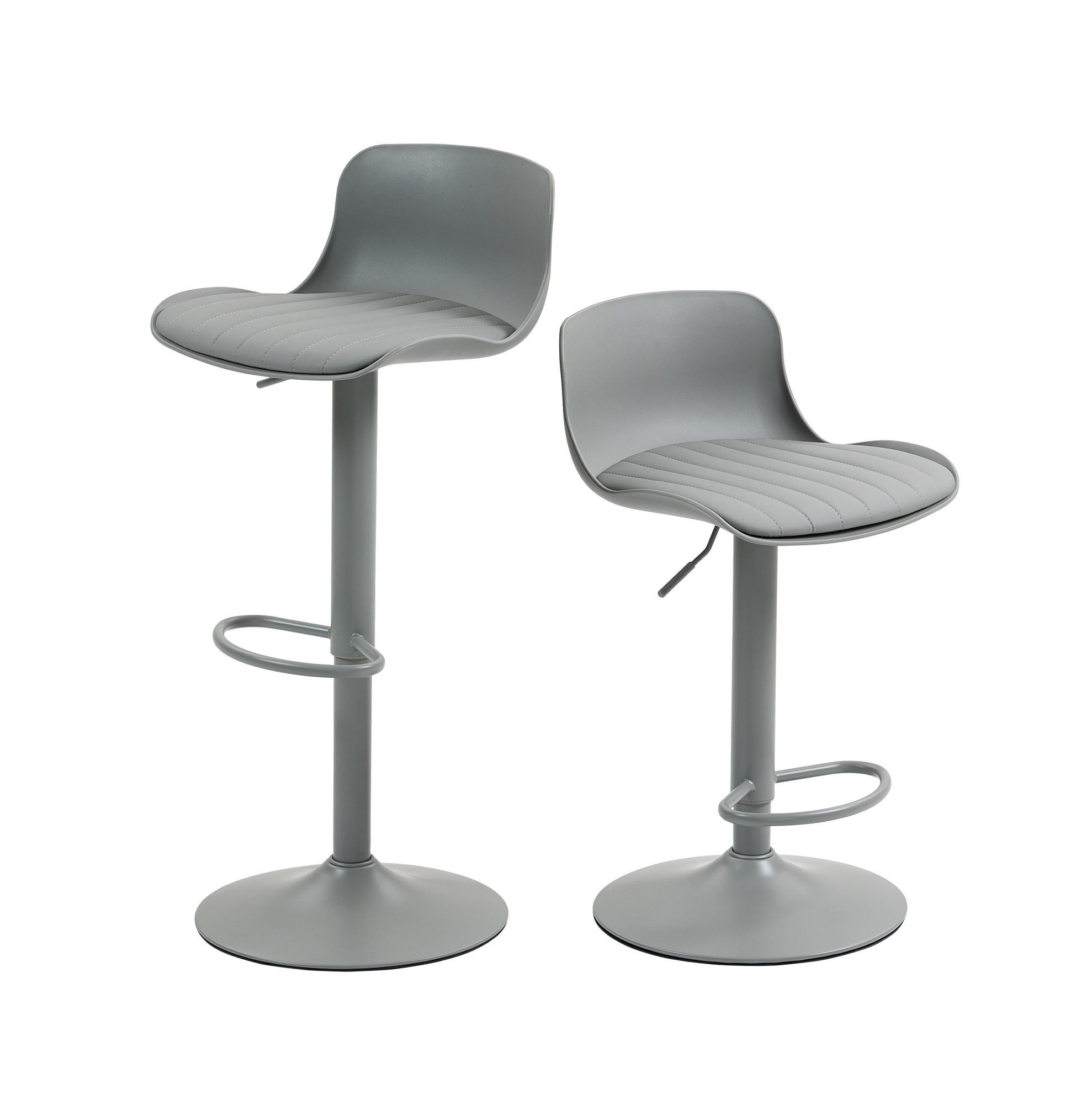 BARHOCKER drehbar höhenverstellbar 2er-Set Grau Metall gepolstert - Grau, Metall (44/80/43cm) - Meubliv
