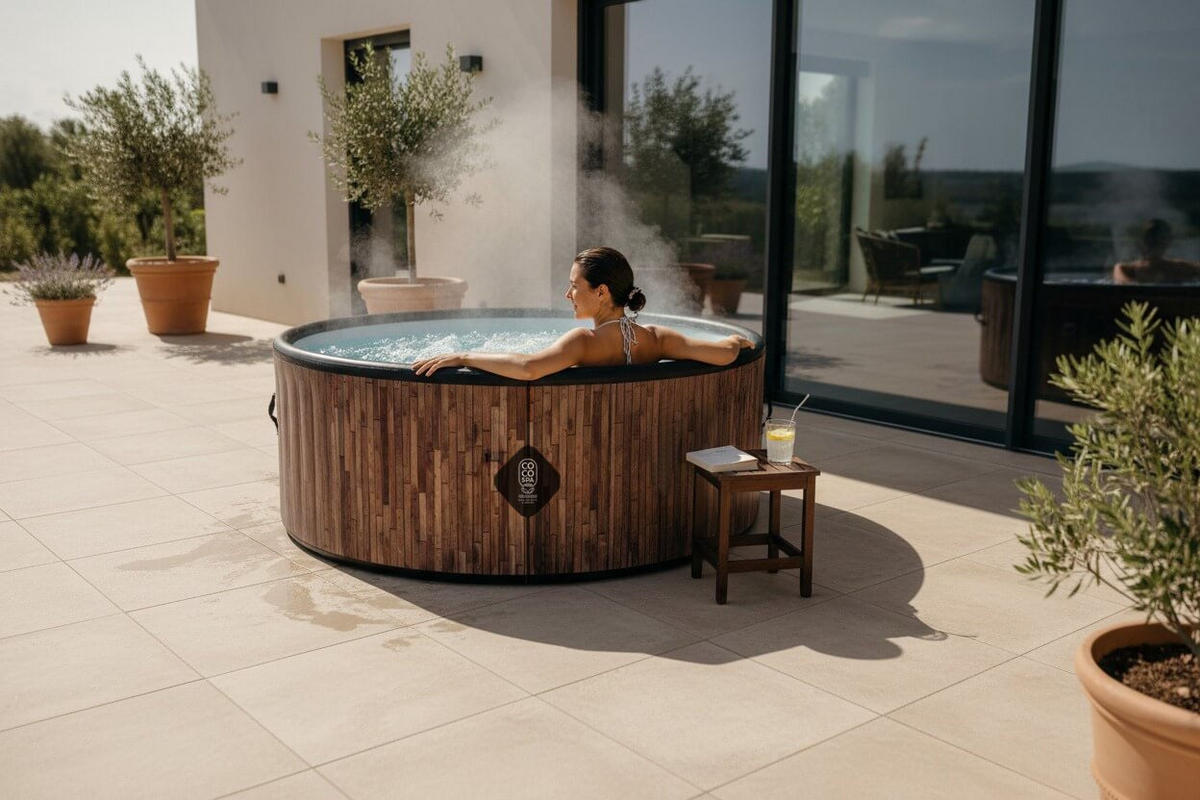 WHIRLPOOL Aufblasbar Bali 180 cm Durchmesser 1100 Liter Motor 2240 W Für bis zu 6 Personen - Braun, Kunststoff (180/70/70cm) - COCO SPA