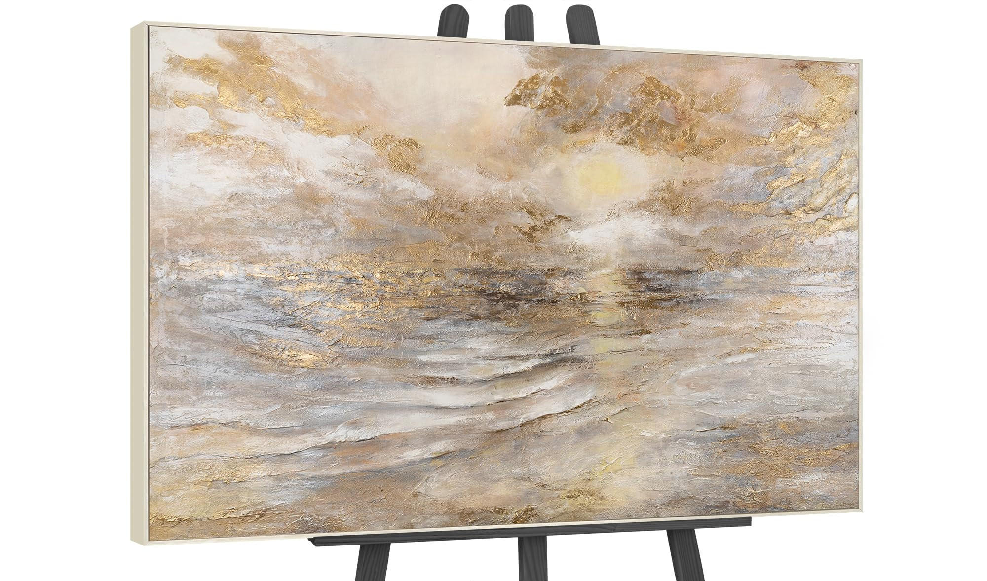 GEMÄLDE Meeresleuchten Schattenfugenrahmen Beige 120x80 cm - Beige, Holz (120/80cm) - YS-art gallery