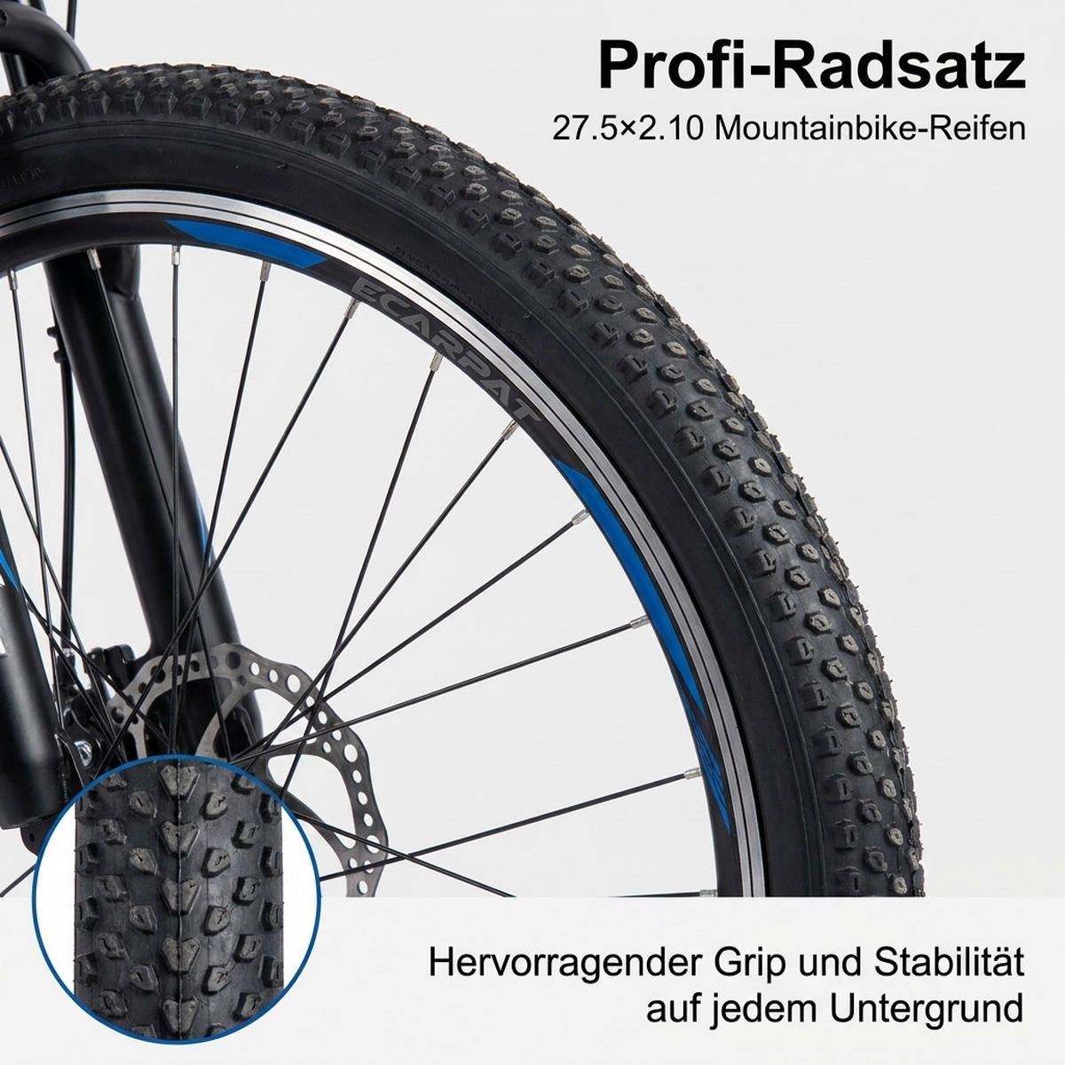 MOUNTAINBIKE 26 Zoll Schwarz + Blau, 21-Gang-Schaltung, Doppel-Scheibenbremsen, Carbonstahl - Blau, Metall (20cm) - Oxeza