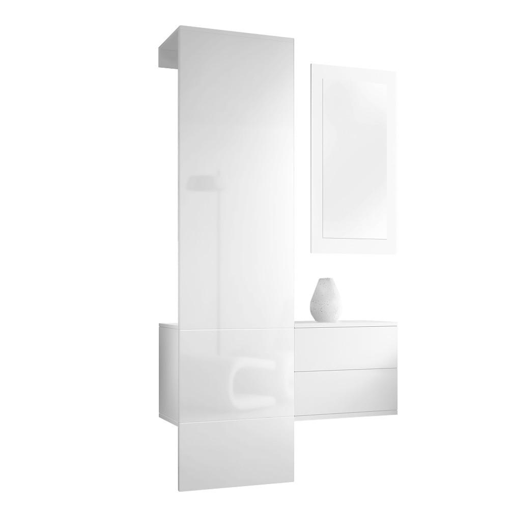 Vladon Garderobe Weiß Hochglanz 105x193x35 cm