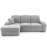 ECKSOFA VIBE S Links mit Schlaffunktion 130x202 Chenille Hellgrau - Hellgrau/Schwarz, Holz/Kunststoff (250/160cm) - Muffo