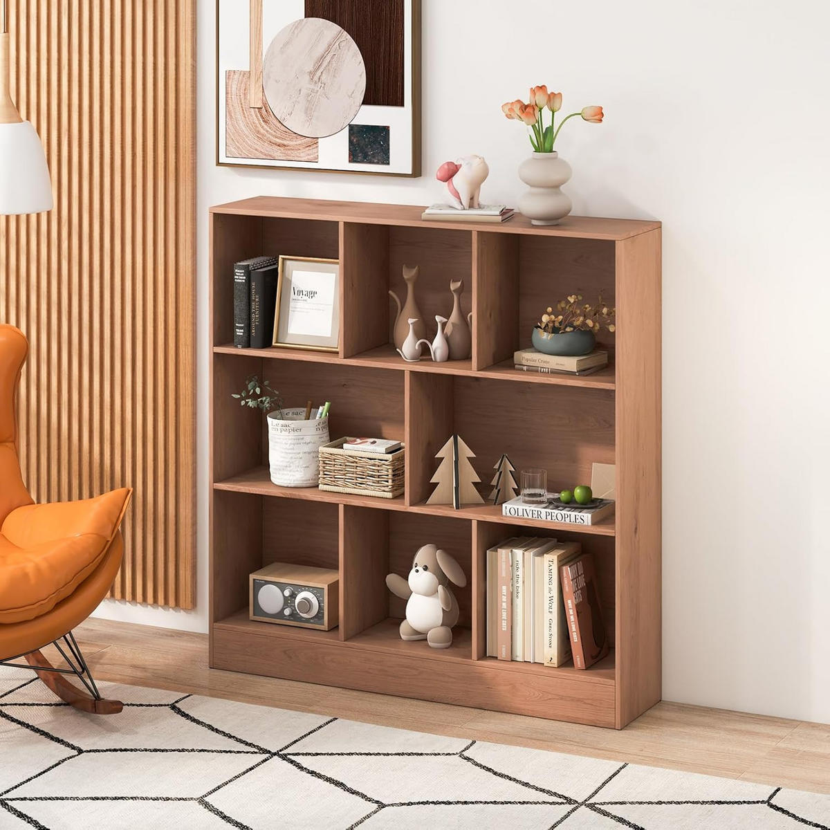 BÜCHERREGAL Braun - Braun, Holz (100/104/24cm) - COSTWAY