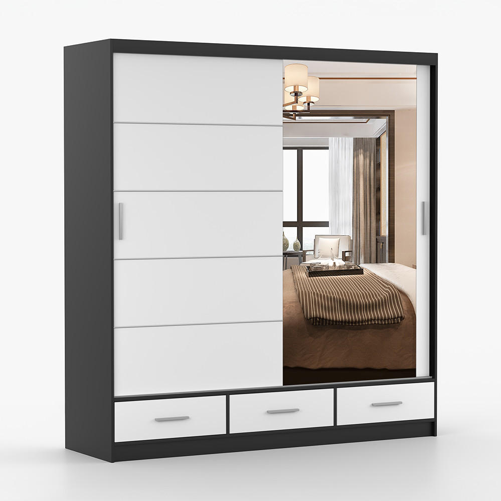 imoebel24 Kleiderschrank Schwarz 203x218x61 cm