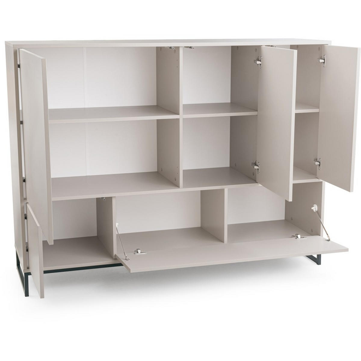 KOMMODE Giana mit 5 Türen, 160 cm, Beige Sand - Sandfarben/Beige, Holzwerkstoff (160/120/45cm) - Beautysofa