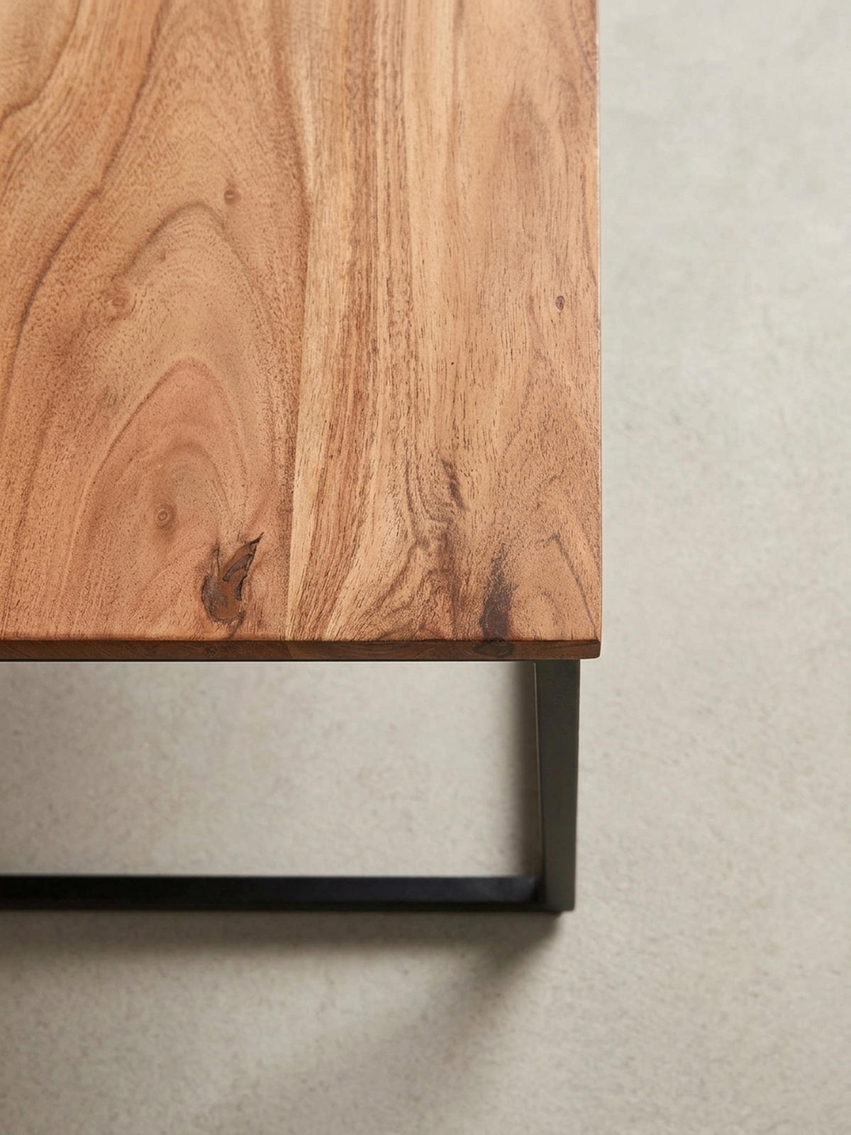 COUCHTISCH Industrial, Akazienholz mit Eisengestell, handgefertigt, robust und stabil - Beige/Schwarz, Holz/Metall (60/60/41cm) - KADIMA DESIGN