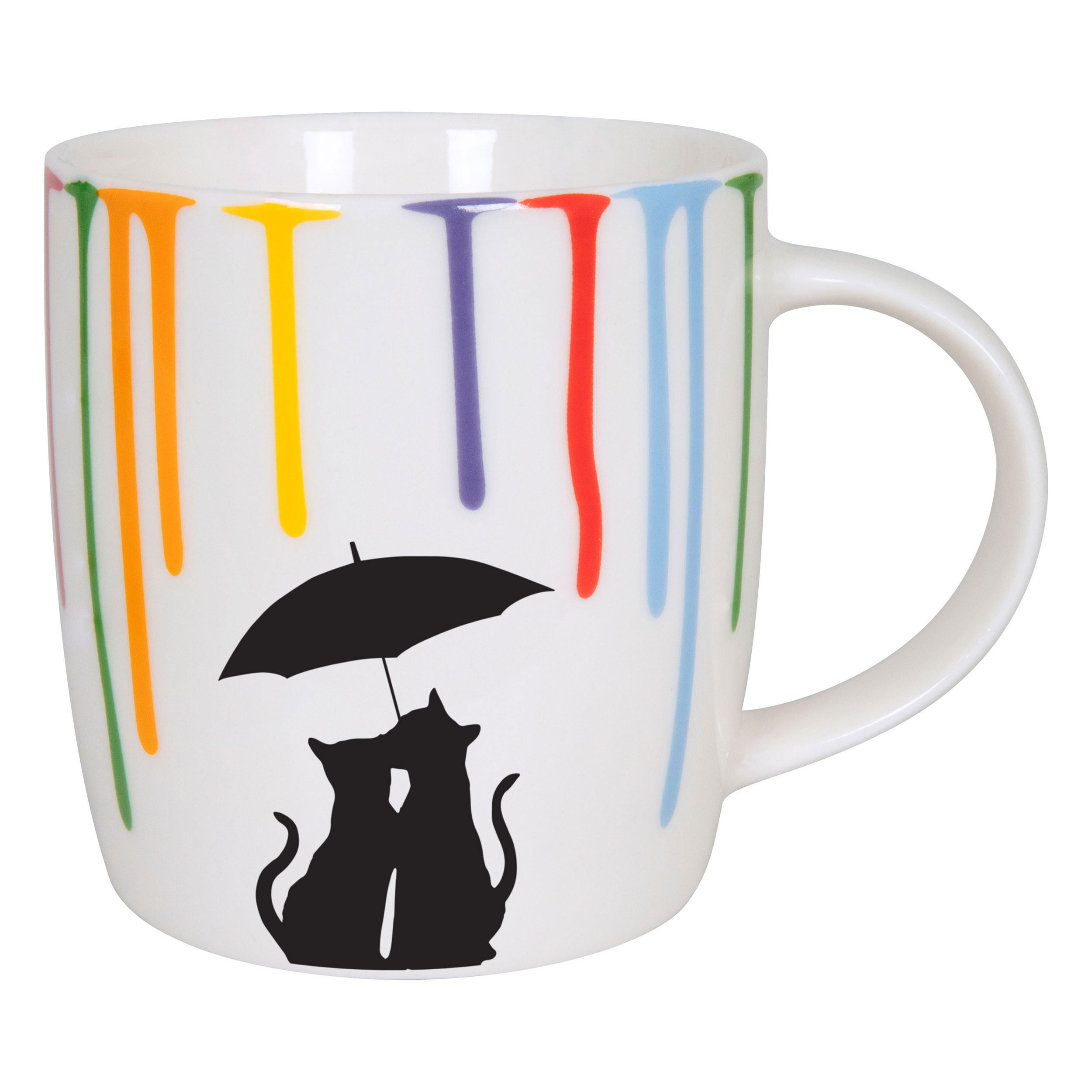 KAFFEEBECHER Rainbowdrops - Cats - Naturfarben, Keramik (0.35L) - Könitz