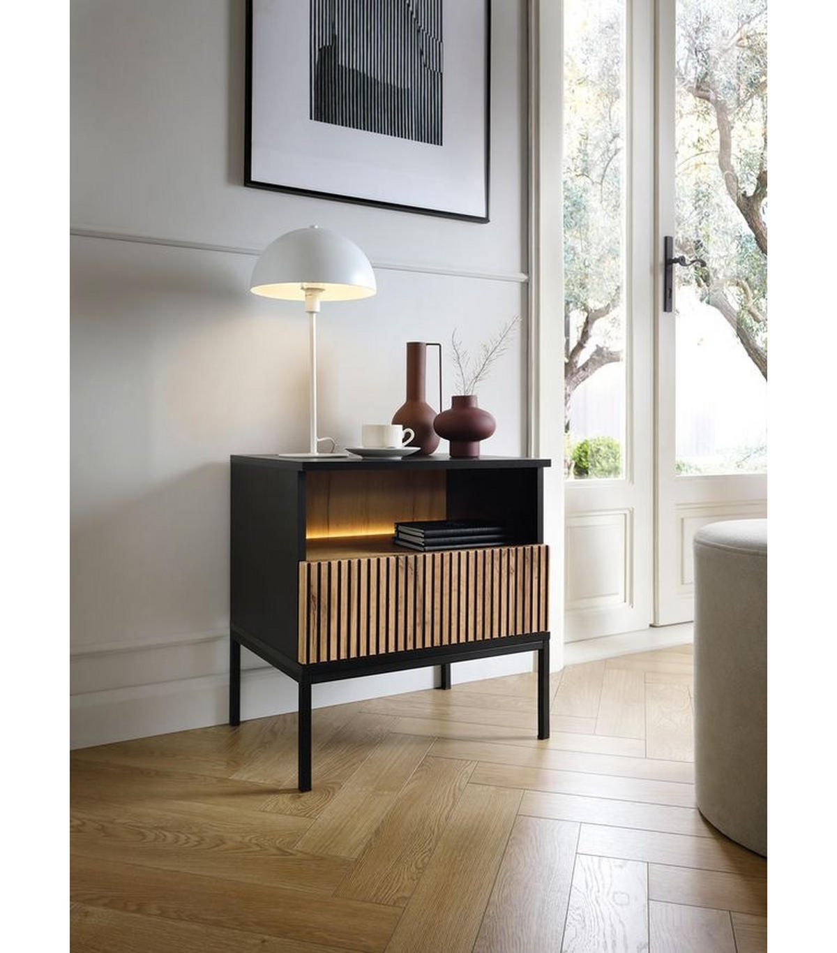 NACHTTISCH – S54 – 54 cm – Sento – Eiche Schwarz - Sonoma Eiche, Holzwerkstoff (54/56/39cm) - hi-markt