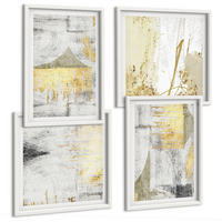 BILDER SET 4er Set - 50x50 cm & 40x60 cm Weißer Rahmen - Abstrakte minimalistische Muster - Weiß, Kunststoff (50/50cm) - TULUP