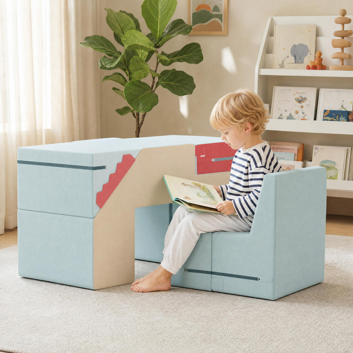 SCHAUMSTOFF-BAUSTEINE 7er Set Samt PU-Schaum Mehrfarbig - Multicolor, Textil (39/79cm) - AIYAPLAY