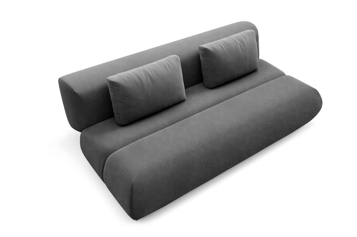 BETTSOFA ATOMO Grau Velours-Stoff mit Schlaffunktion - Grau, Holz (217/82/134cm) - MASSENO