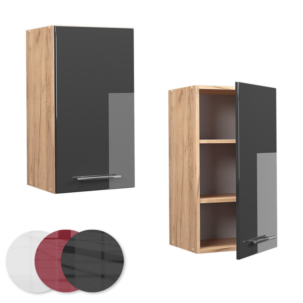 HÄNGESCHRANK Fame-Line Anthrazit Hochglanz 40 cm - Honigeiche/Schwarz Hochglanz, Holzwerkstoff (40/72/34.1cm) - Vicco