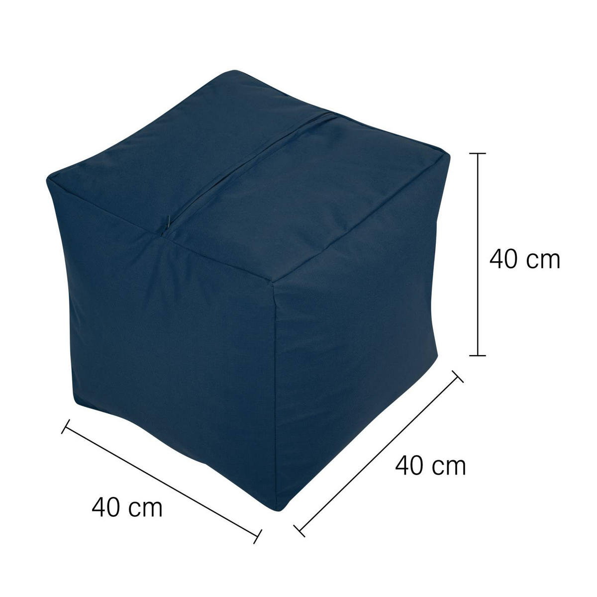 SITZSACK-HOCKER Pouf "Cube" 40x40x40cm - Dunkelblau, Textil (40/40/40cm) - Green Bean