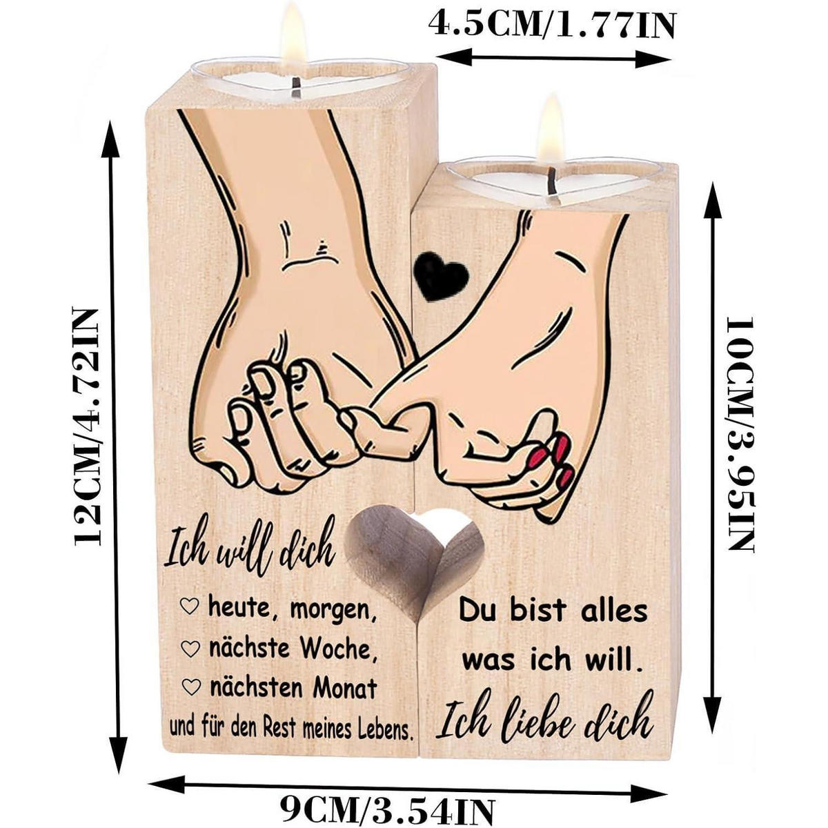 KERZENSTÄNDER Holz mit Spruch - Braun, Holz (4.5/12/10cm)