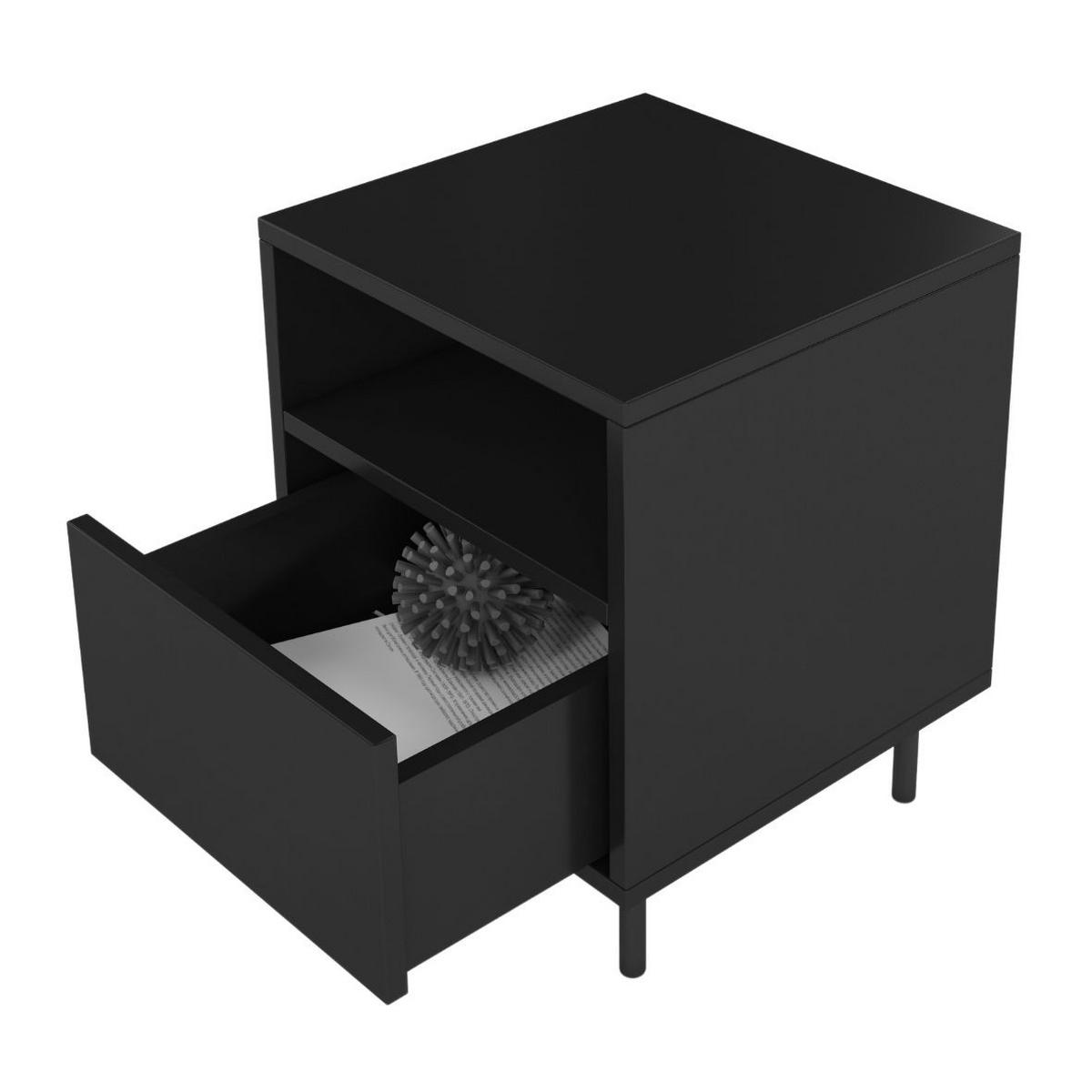 NACHTTISCH Mirka, Schwarz, Push to Open System, Minimalistisch - Schwarz, Holzwerkstoff/Metall (40/47/40cm) - Dancan