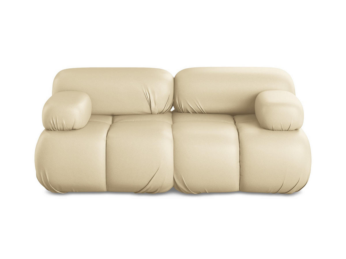 2-SITZER-SOFA Kunstleder Beige - Beige/Schwarz, Leder/Kunststoff (190/70/96cm) - Makamii
