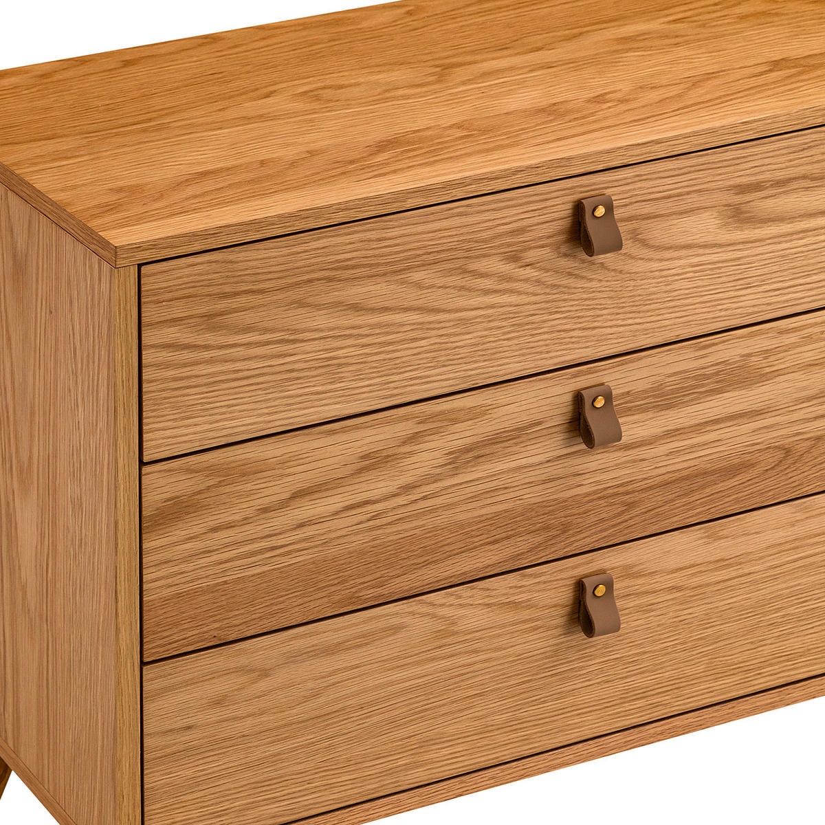 KOMMODE mit 3 Schubladen - Echtholzfurnier Eiche - Braun, Holzwerkstoff (80/75/40cm) - home24