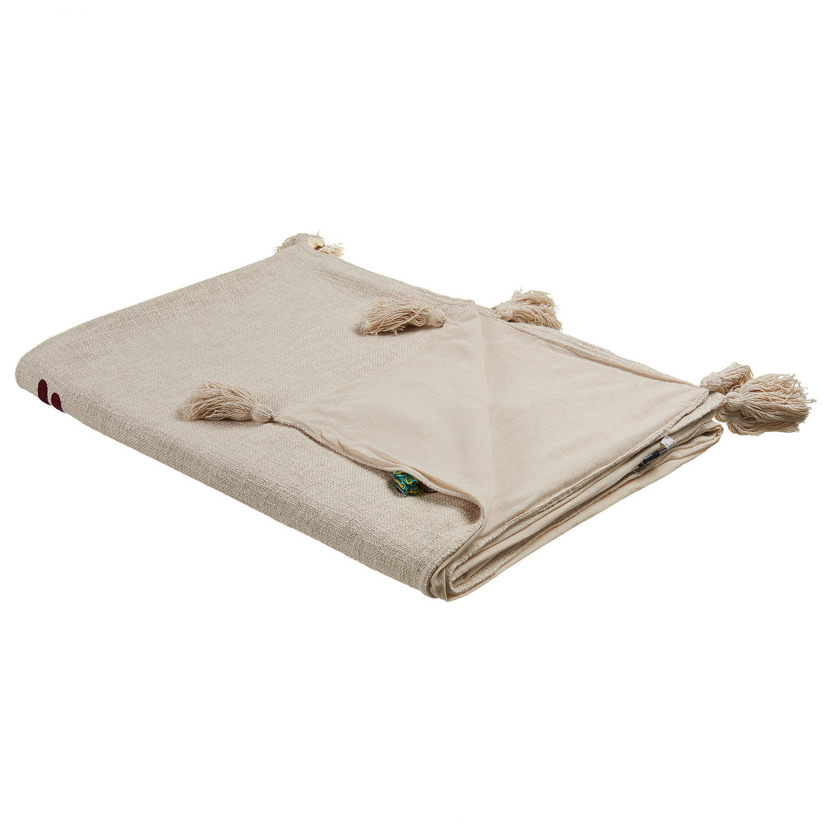DECKE Beige Deoghar 130/180 cm - Beige, Naturmaterialen/Textil (130/180cm) - Beliani