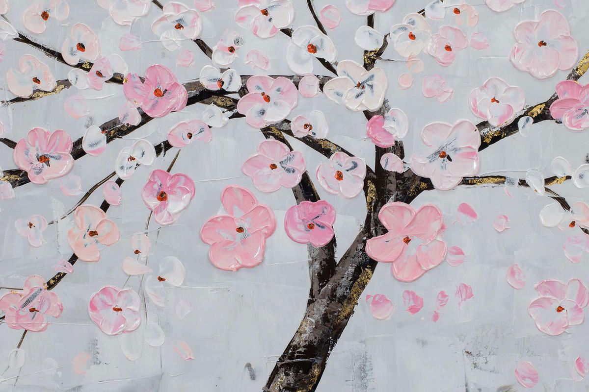 ACRYLBILD HANDGEMALT 120/60 cm - Pink/Grau, Holz/Textil (1.82/60cm) - KUNSTLOFT