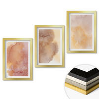 WANDBILDER 3er Set - 20x30 cm Goldrahmen - Warme, farbenfrohe Aquarelltexturen - Goldfarben, Kunststoff (20/30cm) - ArtPrintCave