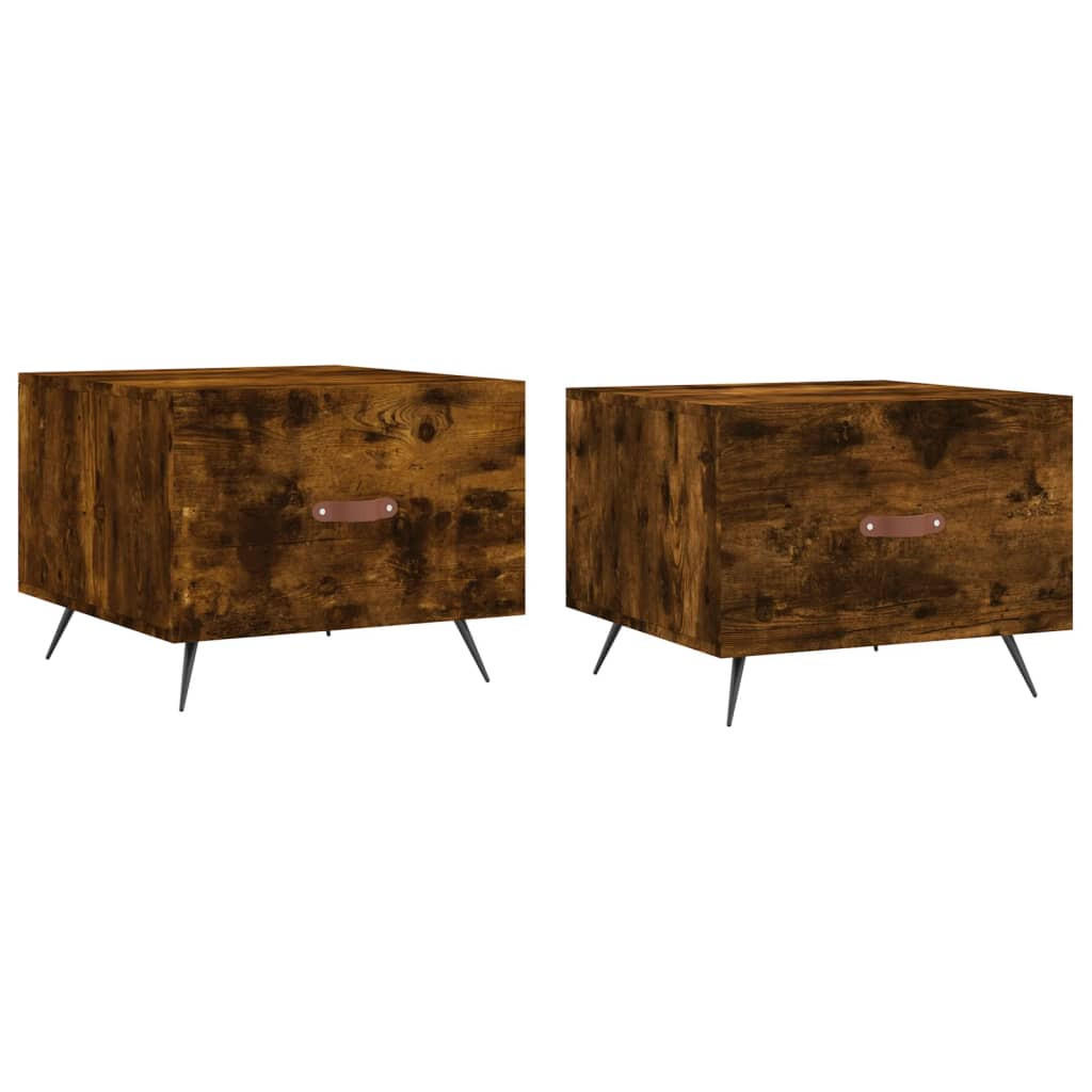 COUCHTISCHE 2 Stk. Räuchereiche 50x50x40 cm Holzwerkstoff - Braun, Holzwerkstoff (50/50/40cm) - furnicato