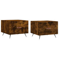 COUCHTISCHE 2 Stk. Räuchereiche 50x50x40 cm Holzwerkstoff - Braun, Holzwerkstoff (50/50/40cm) - furnicato