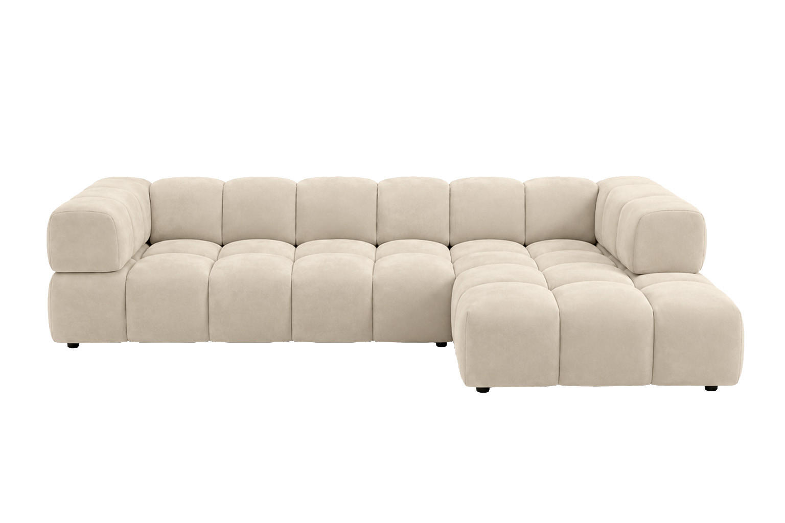 ECKSOFA L-Form, Veloursstoff Bluvel, Creme, Rechts, Averro XL - Creme, Holz (320/150cm) - Kaiser Möbel