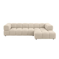 ECKSOFA L-Form, Veloursstoff Bluvel, Creme, Rechts, Averro XL - Creme, Holz (320/150cm) - Kaiser Möbel