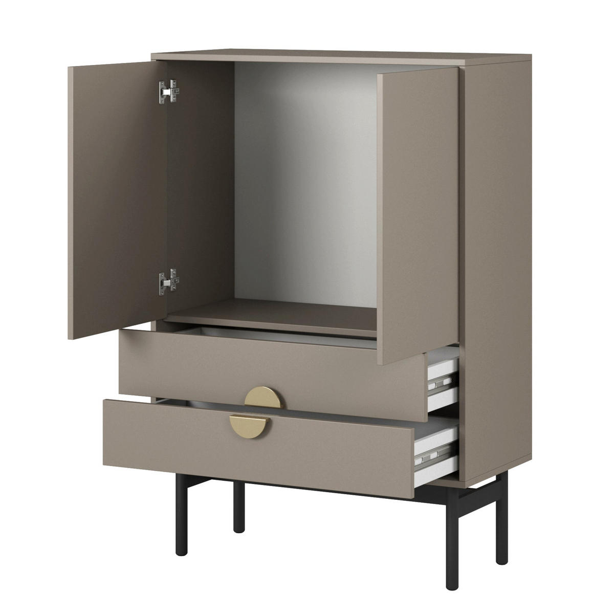 HIGHBOARD Stoon II STEINGRAU 85 CM - Beige/Goldfarben, Holzwerkstoff/Metall (85/124/38cm) - Selsey