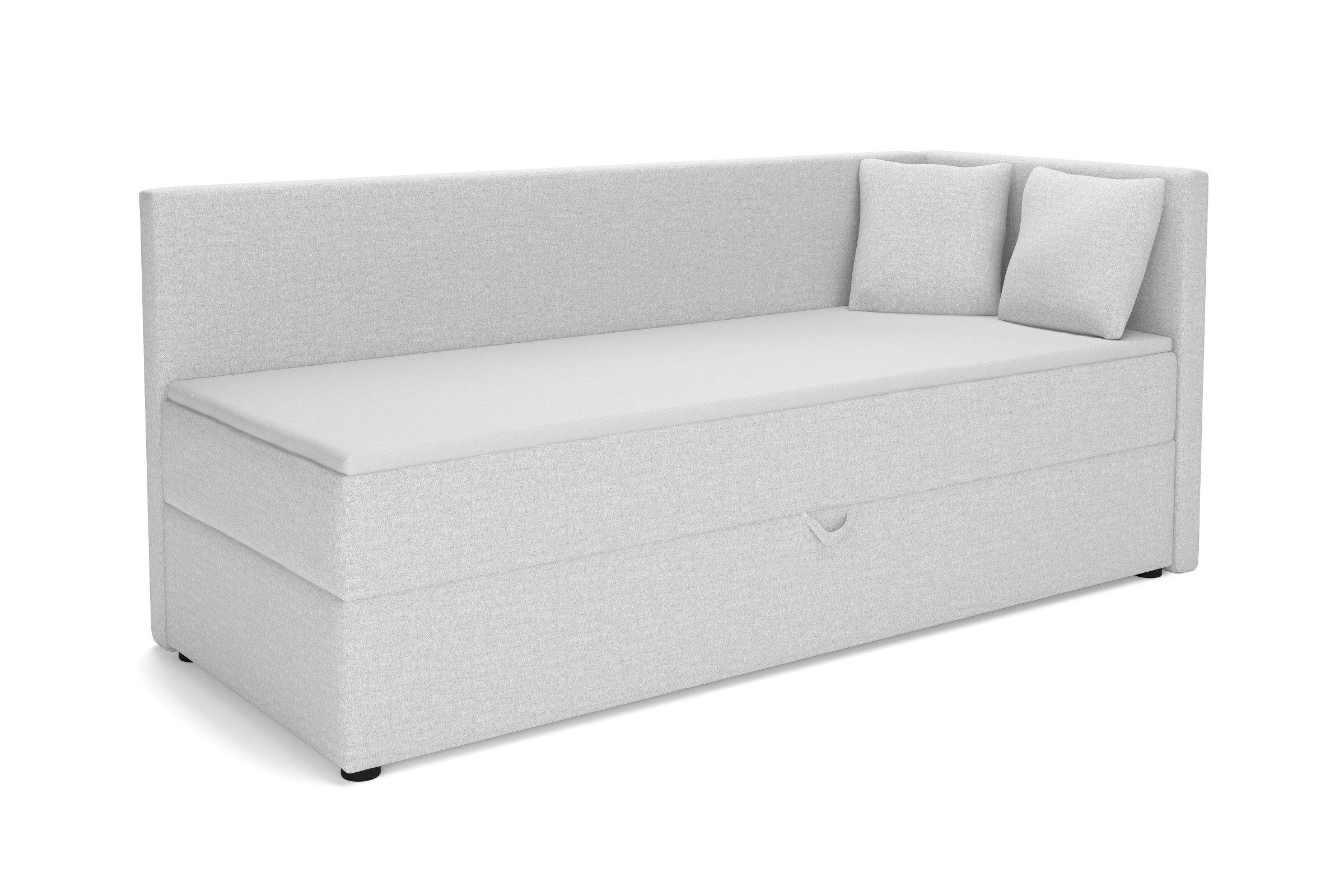 BOXBETT NEVY 100/200 in Stoff Grau H3 rechts - Grau, Holz/Holzwerkstoff (100/200cm) - Deine Möbel 24