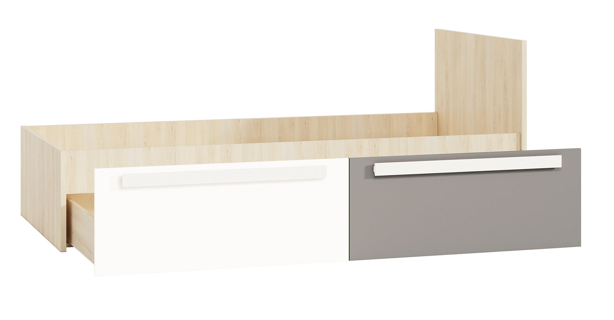 BETT Drop Fjord Buche - weiß - grau 97 / 205 / 81cm - Braun, Holz/Holzwerkstoff (90/200cm) - Feldmann-Wohnen