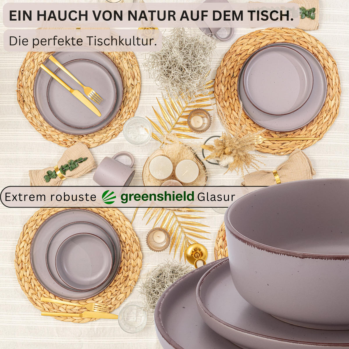 KOMBISERVICE BOMBAY BASALT - 20 teilig aus Steingut - Lila, Stein (27/9.5/27cm) - Sänger