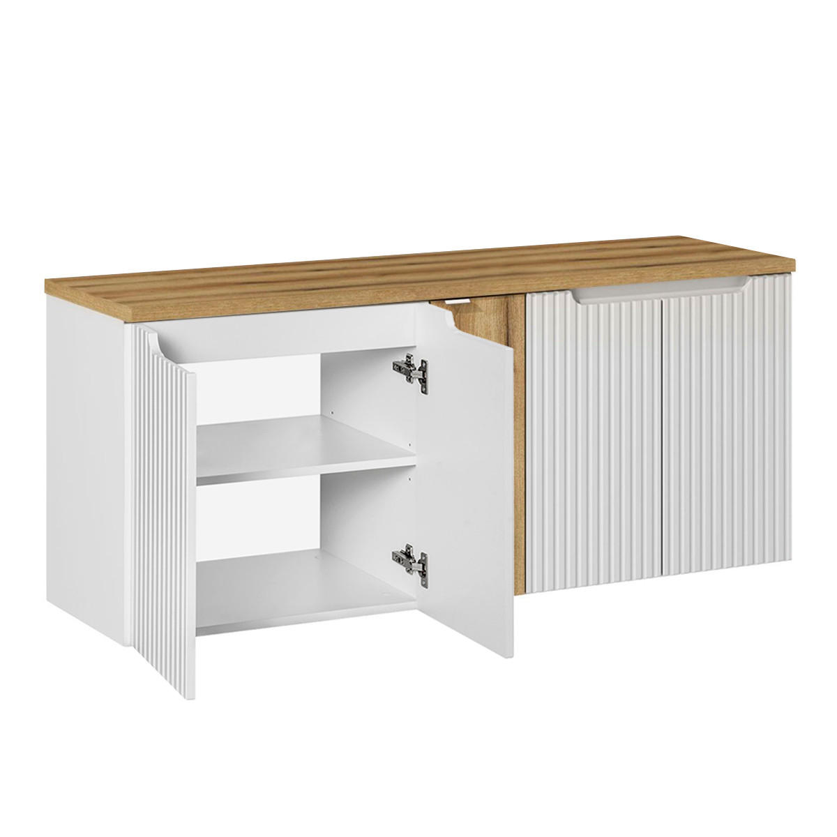 SKŘÍŇKA POD UMYVADLO 140cm Riva Bílá a dřevo - bílá, kompozitní dřevo (140/57/40cm) - Petits-meubles