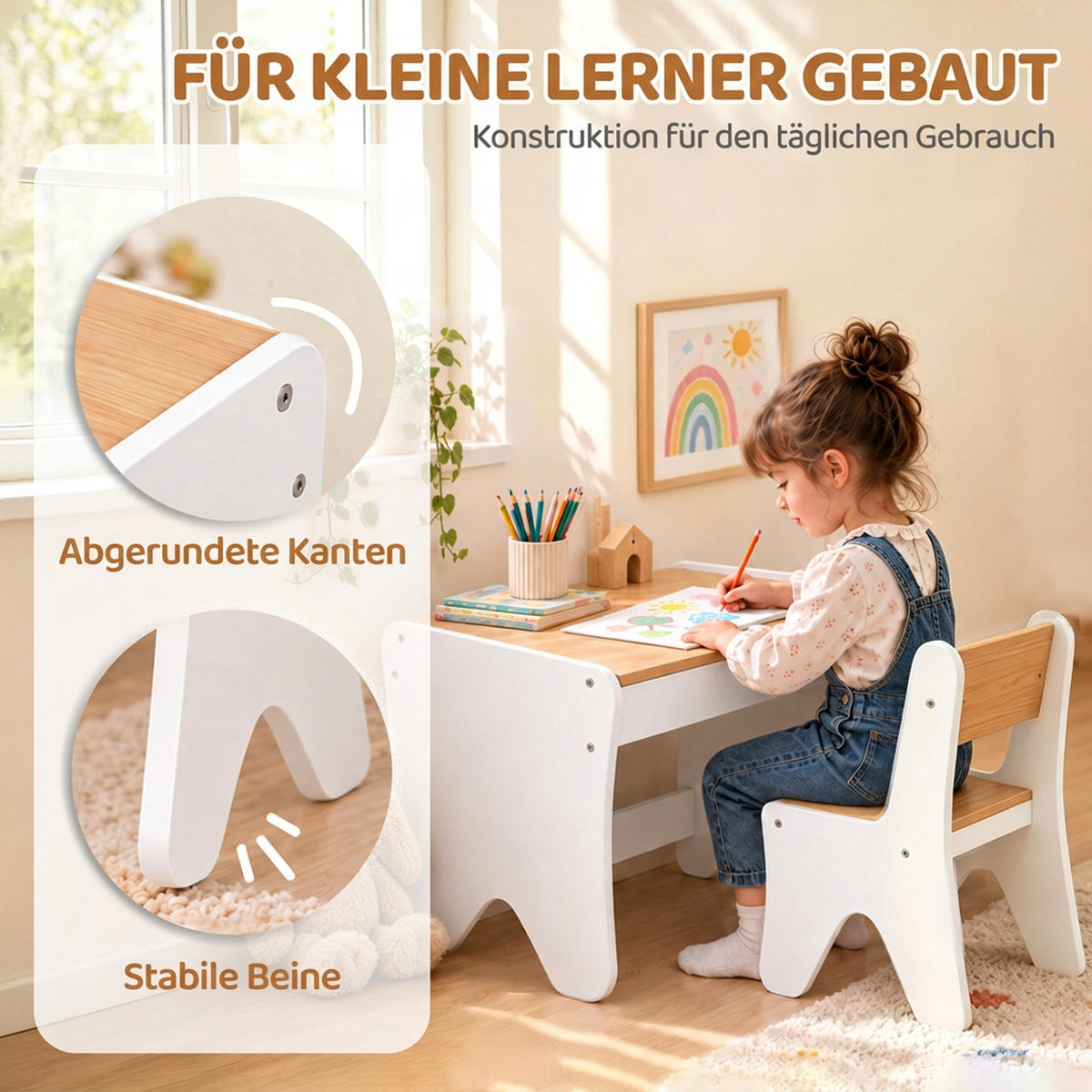 KINDERSITZGRUPPE 2er Set Spanplatte MDF Weiß - Weiß, Holzwerkstoff (45/51/69.5cm) - AIYAPLAY