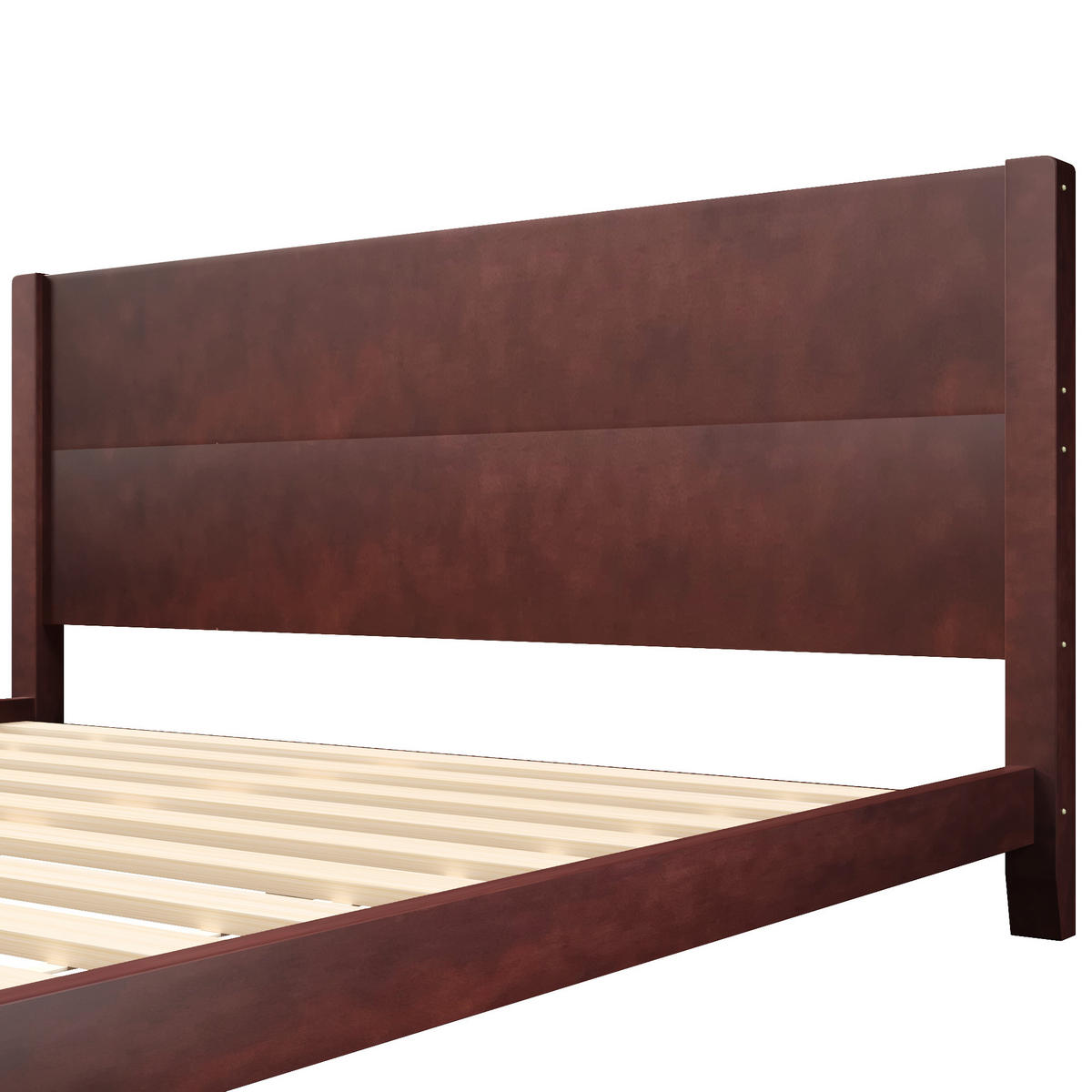 PLATTFORMBETT 180x200 cm mit Kopfteil und Lattenrost, MDF und Kiefernholz, braun - Braun, Holzwerkstoff (180/200cm) - Luhomfu