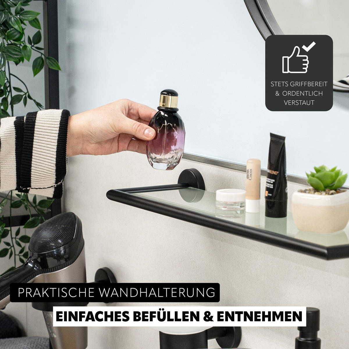 GLASABLAGE PIAZZA BLACK, Glas und Edelstahl, schwarz - Schwarz, Metall (54/6/14cm) - bremermann