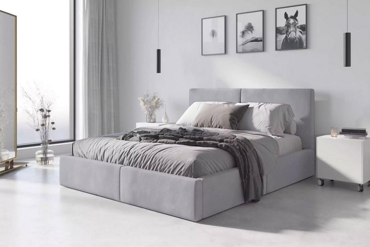 POLSTERBETT Hilton 120x200cm Hellgrau mit Stauraum - Hellgrau, Textil/Metall (120/200cm) - Interbeds