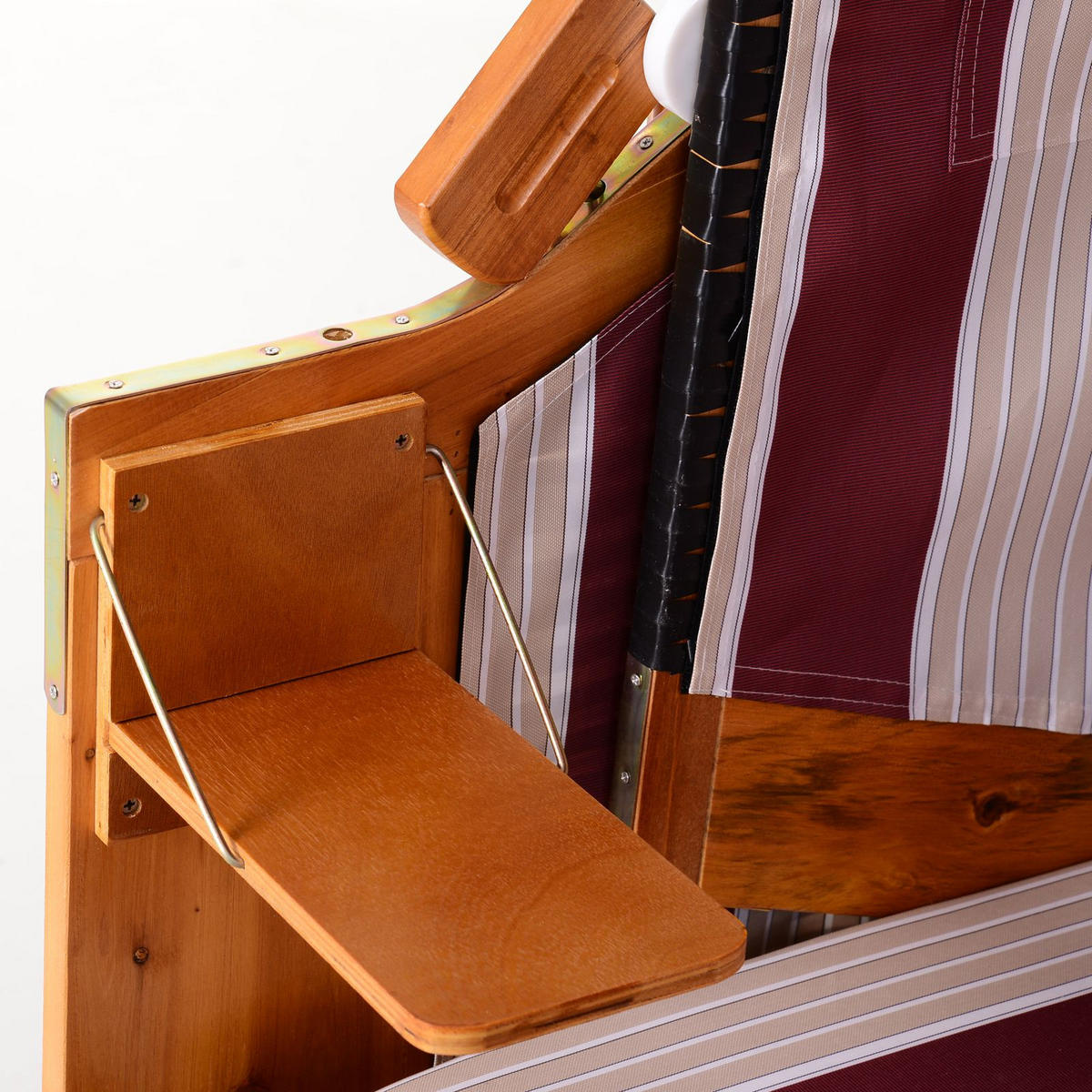 STRANDKORB DE-06671 2-Sitzer Volllieger, 5-stufig verstellbar Rot/Weiß - Rot/Weiß, Holz/Kunststoff (118/160/79cm) - ComfortXL