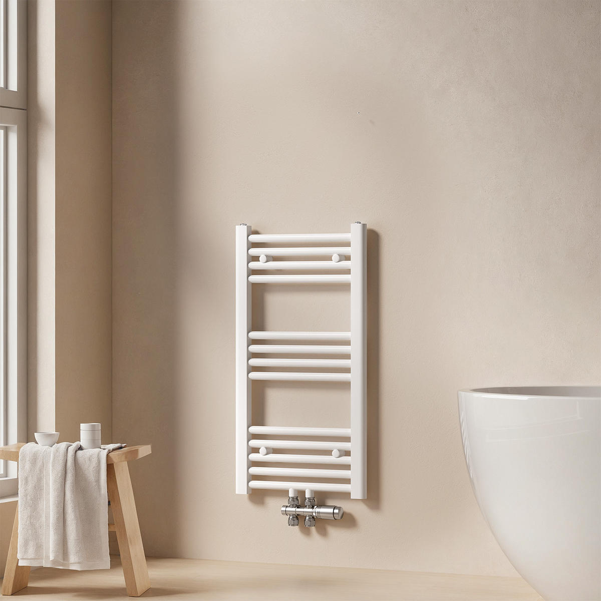 HEIZKÖRPER Handtuchheizkörper wasserführend 75/40/3 cm - Weiß, Metall (40/75/3cm) - EMKE